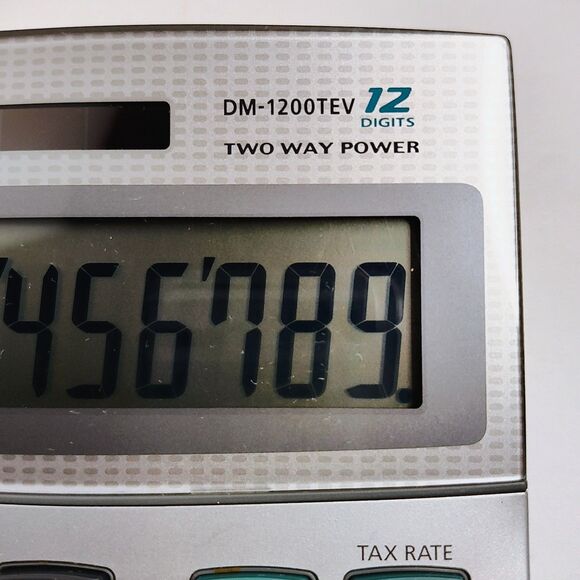 Casio Solar Desk Calculator DM-1200TEV 12 Digits Large Keys - Tested & Working! - Picture 5 of 9